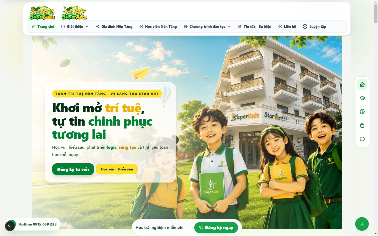 Trang chủ website Trung tâm