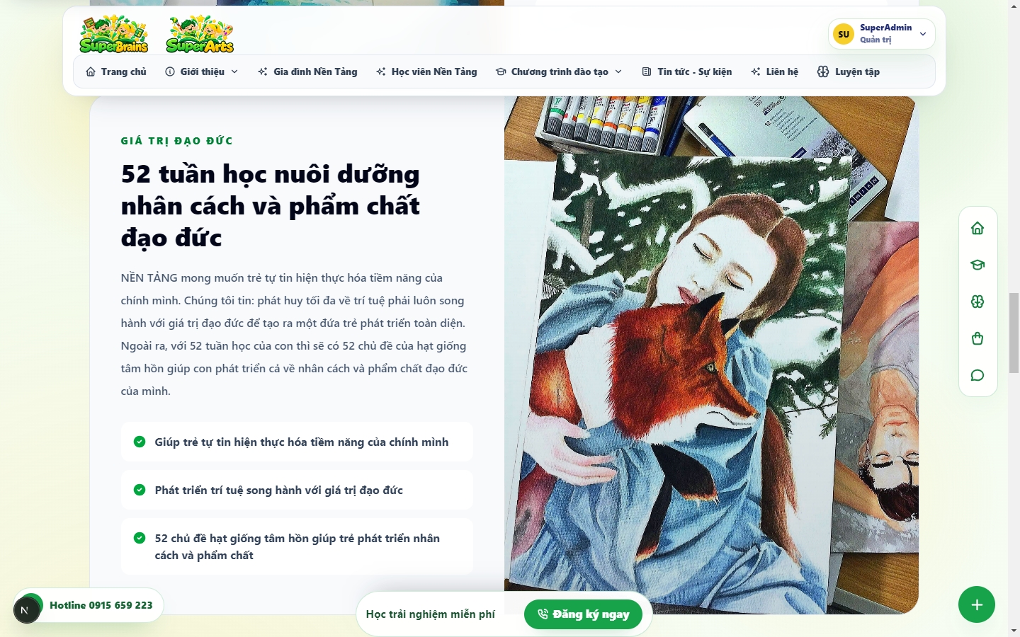 Trang giới thiệu Trung tâm